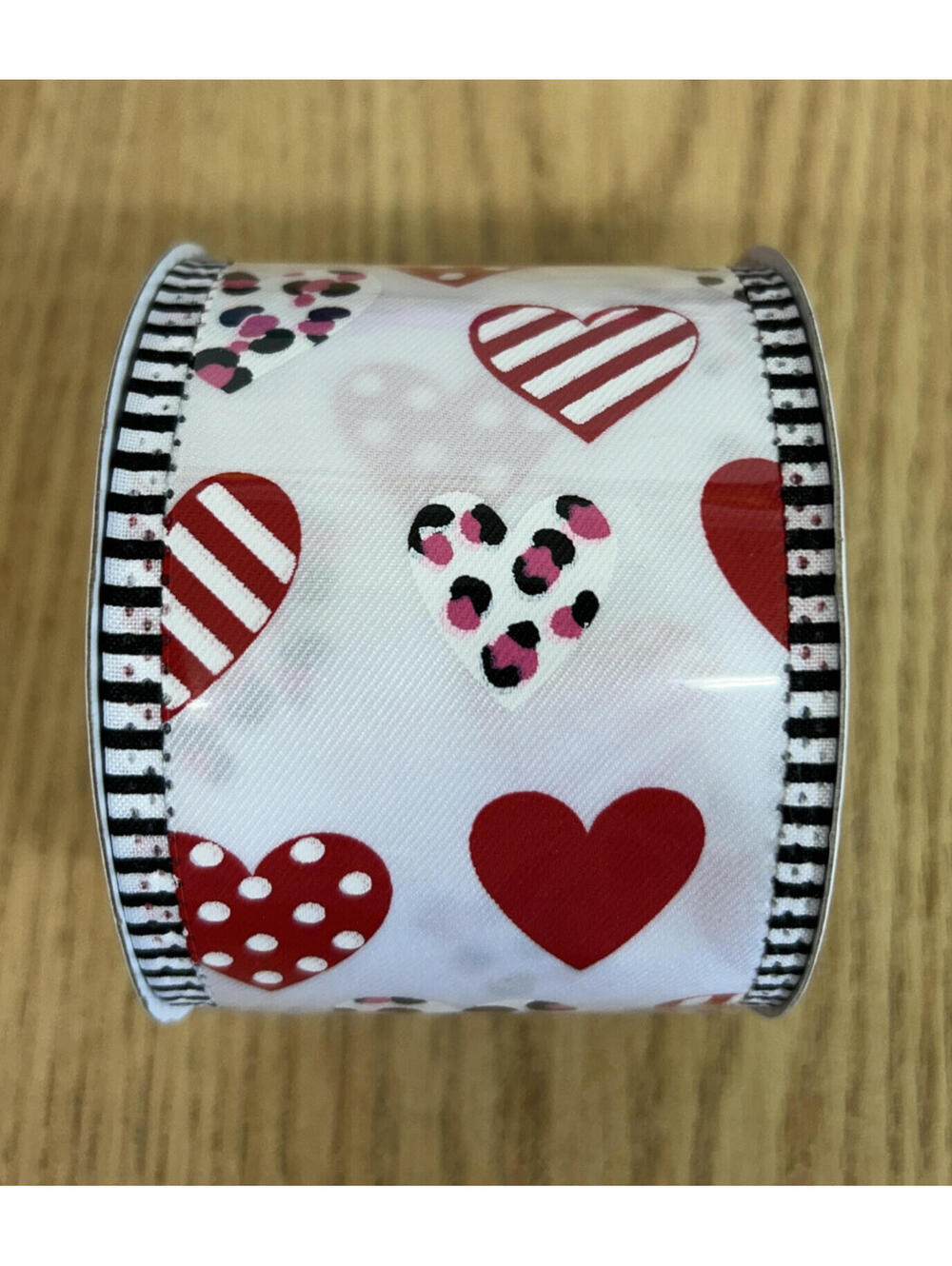 2 Rolls Valentine Hearts Ribbon – 2 1/2" x 10 Yards, Wired Edge. New, SIP.